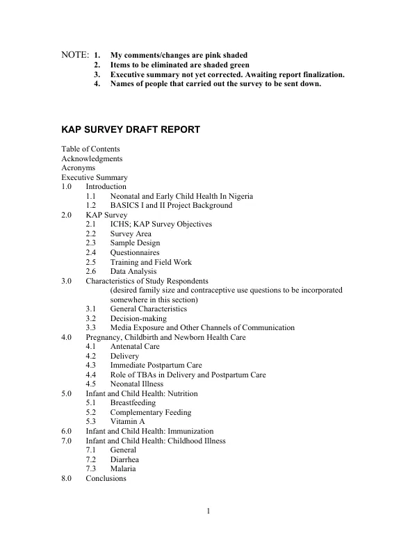 KAP (knowledge, attitudes and practices) survey draft report