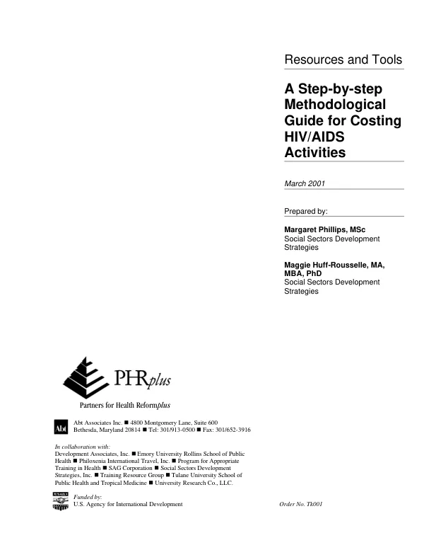 Step-by-step methodological guide for costing HIV/AIDS activities
