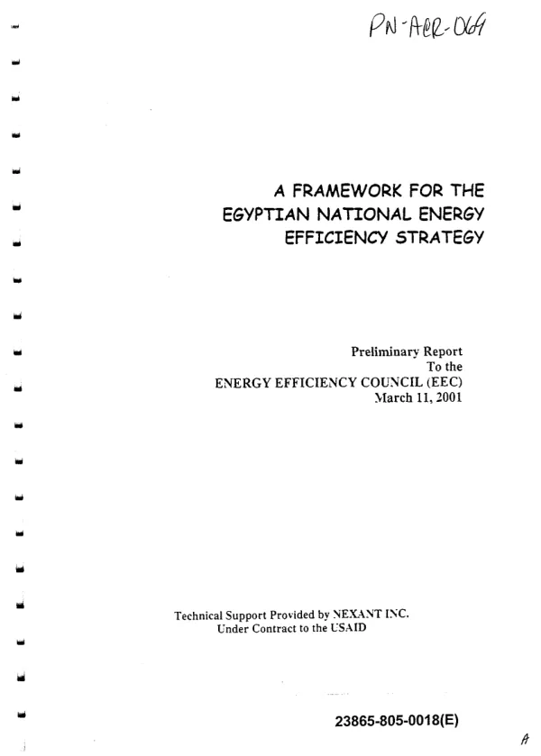 Framework for the Egyptian national energy efficiency strategy