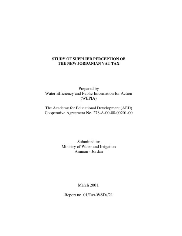 Study of supplier perception of the new Jordanian Vat Tax