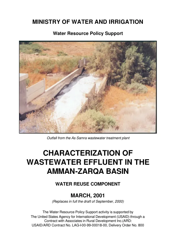 Characterization of wastewater effluent in the Amman-Zarqa Basin