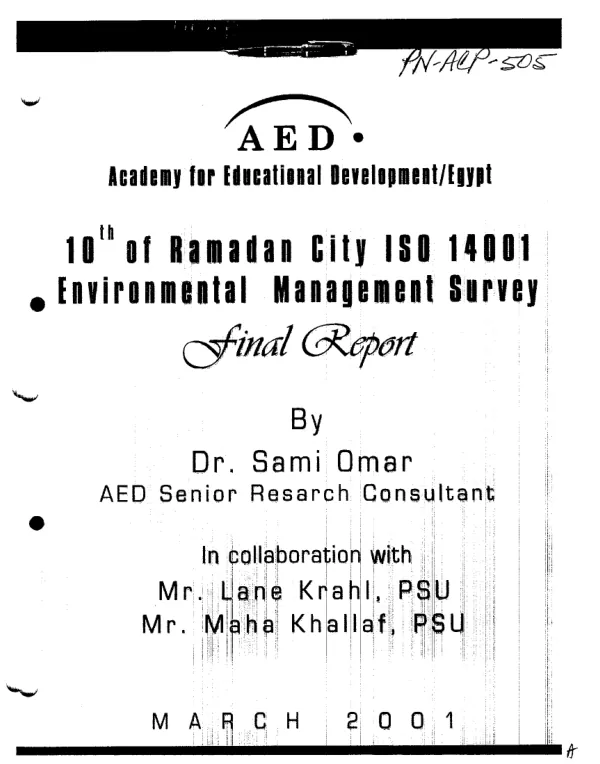 10th of Ramadan City ISO 14001 enivronmental management survey : final report