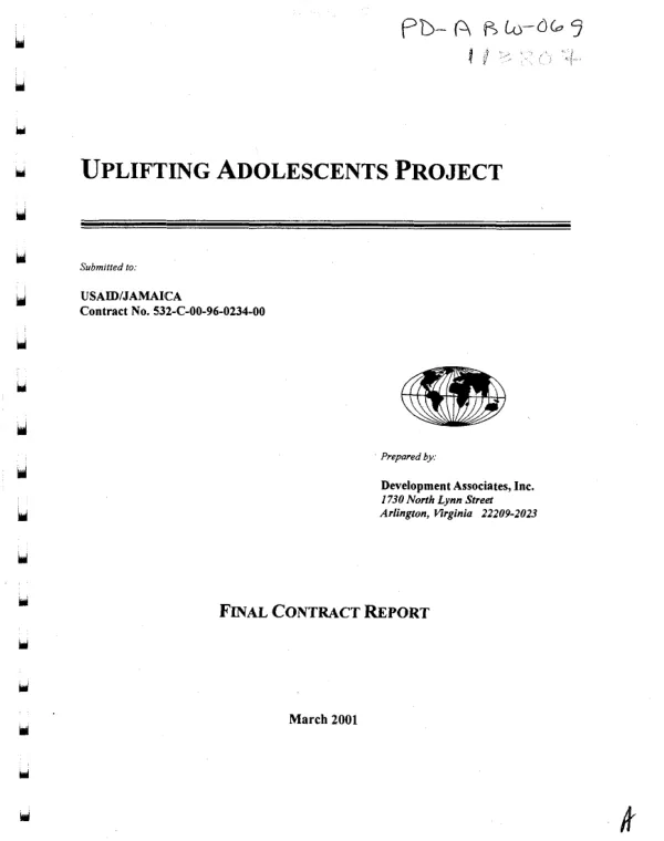 Uplifting adolescents project : final contract report