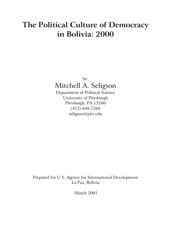 Political culture of democracy in Bolivia : 2000
