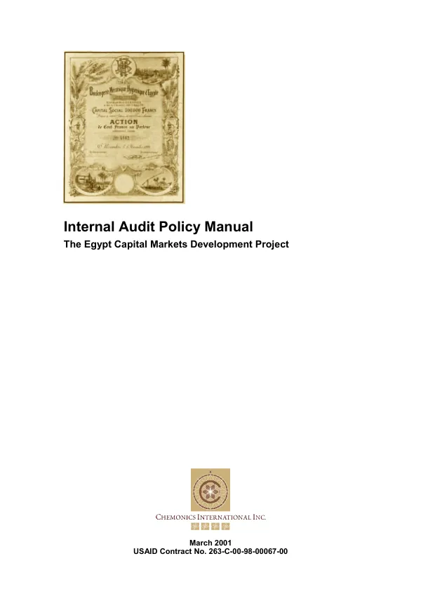 Internal audit policy manual : the Egypt capital markets development project
