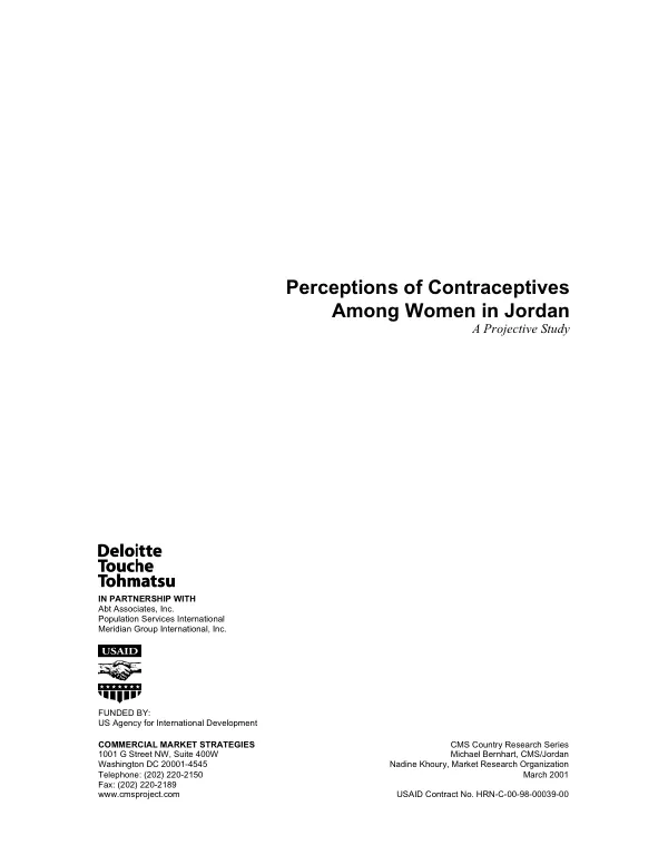 Perceptions of contraceptives among women in Jordan : a projective study