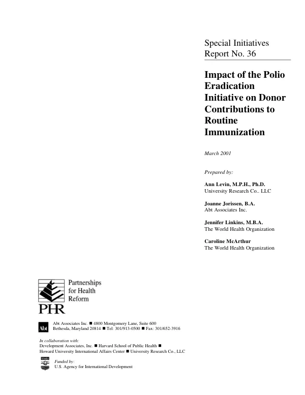 Impact of the polio eradication initiative on donor contributions to routine immunization