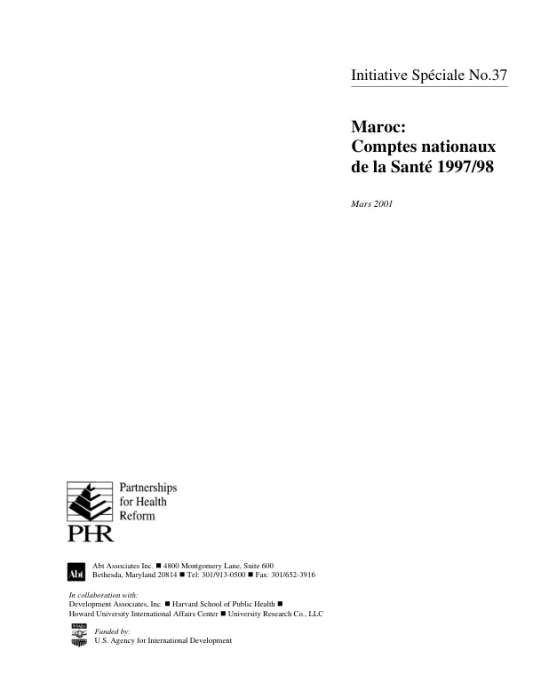 Maroc : comptes nationaux de la sante 1997/98