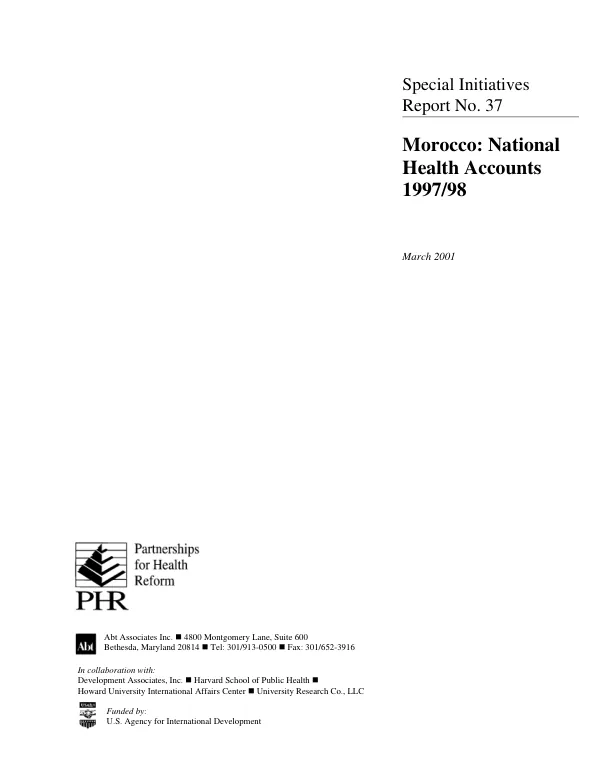 Morocco : national health accounts 1997/98