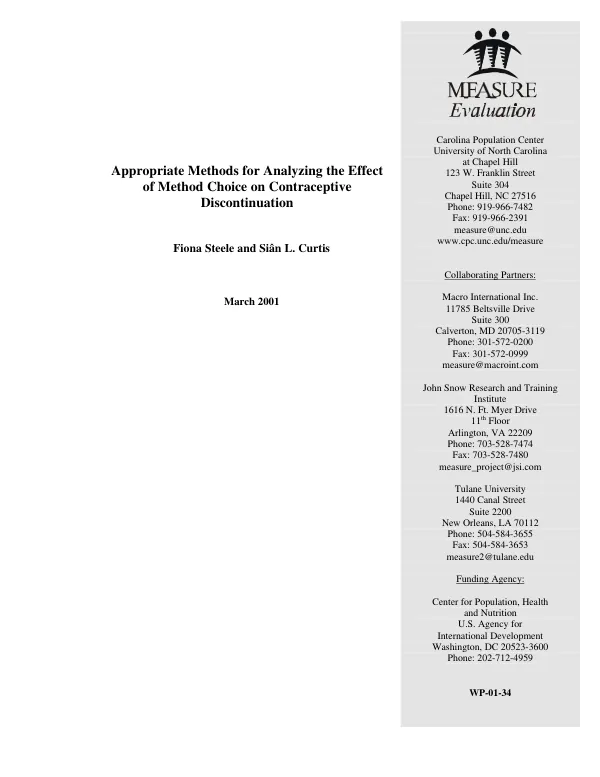 Appropriate methods for analyzing the effect of method choice on contraceptive discontinuation