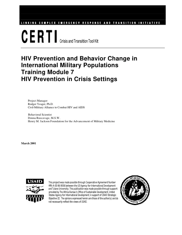 HIV prevention in conflict and crisis settings
