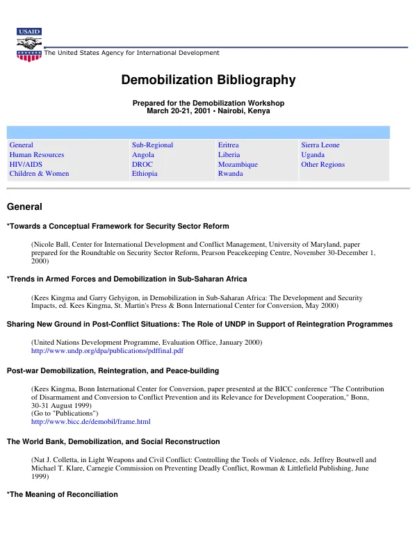 Demobilization bibliography