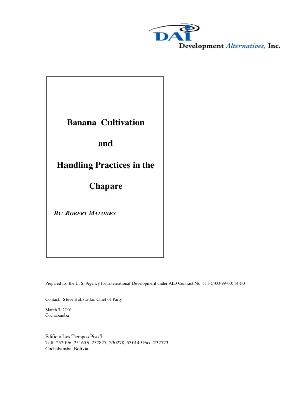Banana cultivation and handling practices in the Chapare[, Bolivia]