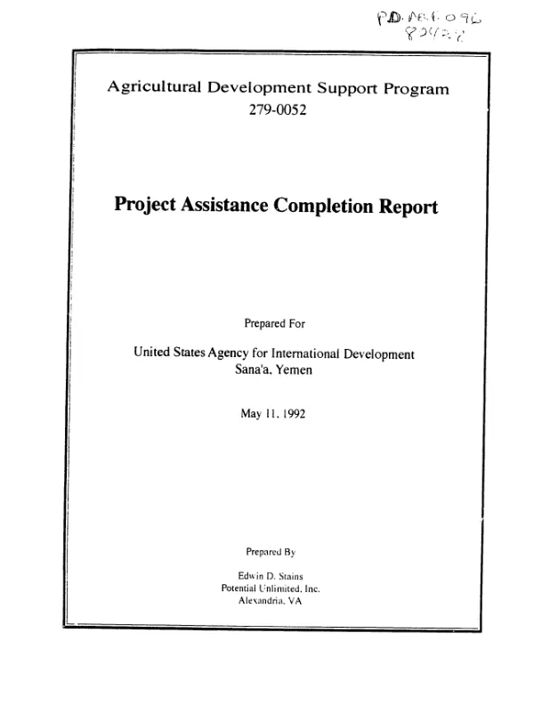 Agricultural development support program, 279-0052 : project assistance completion report