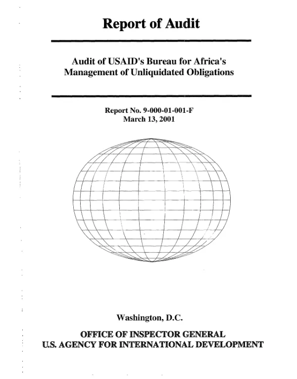Audit of USAID"s Bureau for Africa"s management of unliquidated obligations