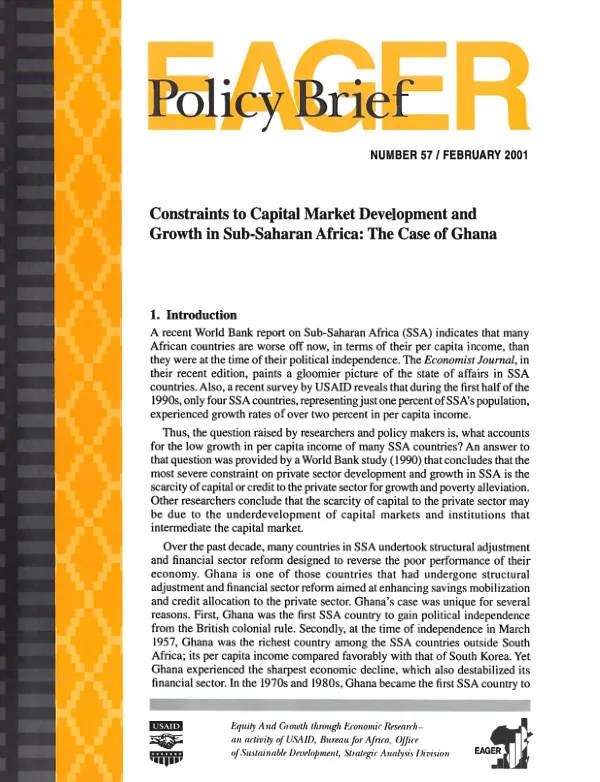 Constraints to capital market development and growth in Sub-Saharan Africa : the case of Ghana