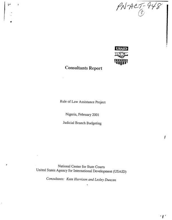 Consultants report : rule of law assistance project -- judicial branch budgeting