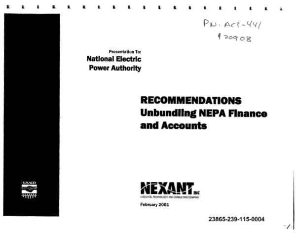 Recommendations : unbundling NEPA finance and accounts