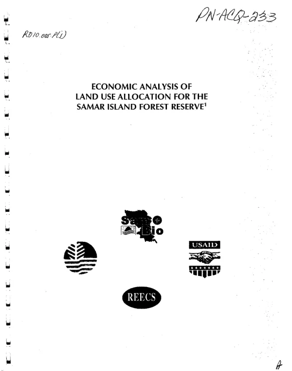 Economic analysis of land use allocation for the Samar Island[, Philippines] Forest Reserve