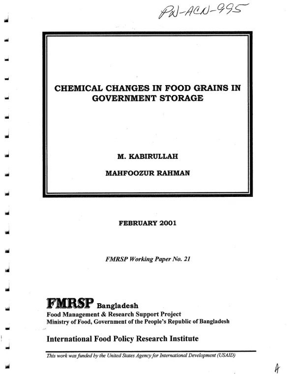 Chemical changes in food grains in government storage