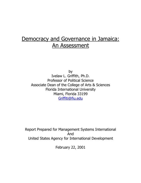 Democracy and governance in Jamaica : an assessment