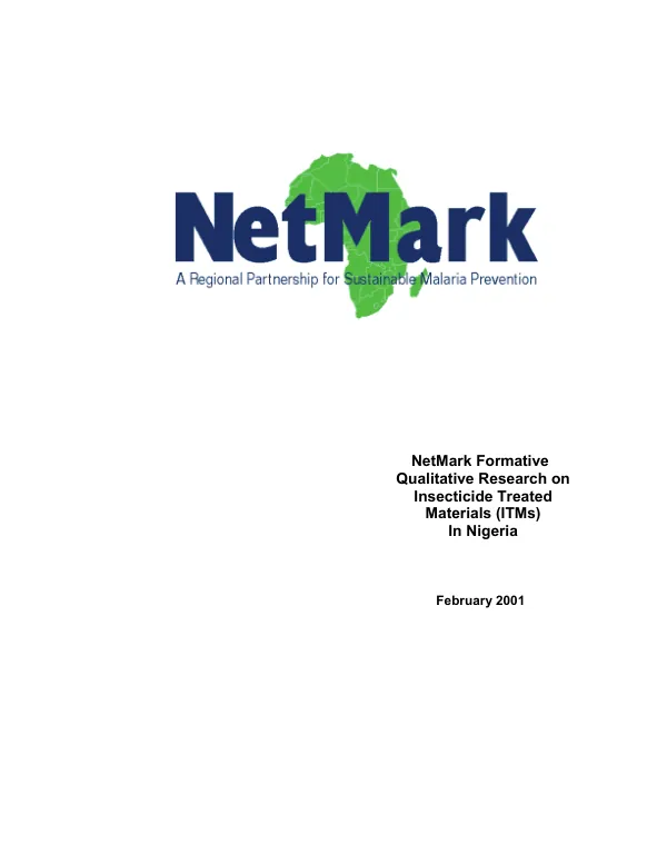 NetMark formative qualitative research on insecticide treated materials (ITMs) in Nigeria