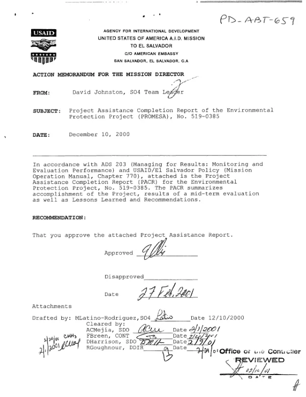 Project assistance completion report : environmental protection project