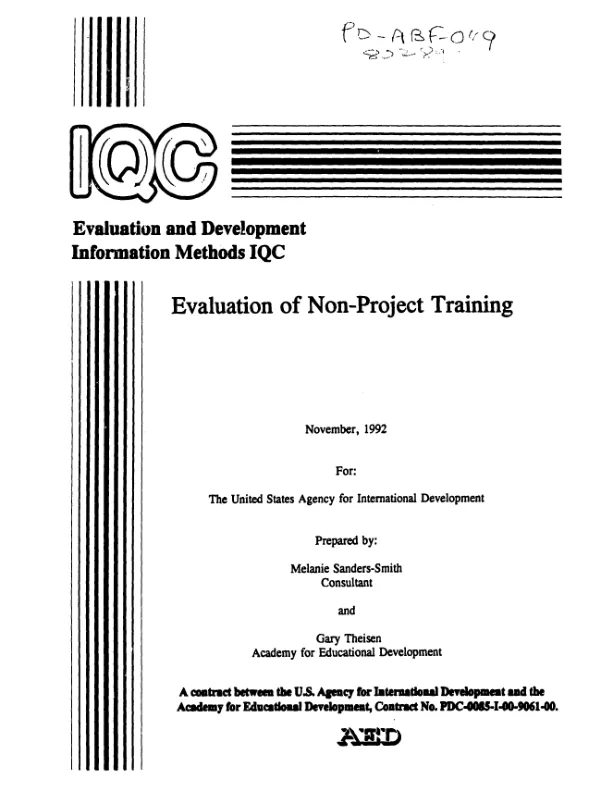 Evaluation of non-project training for USAID/Cairo