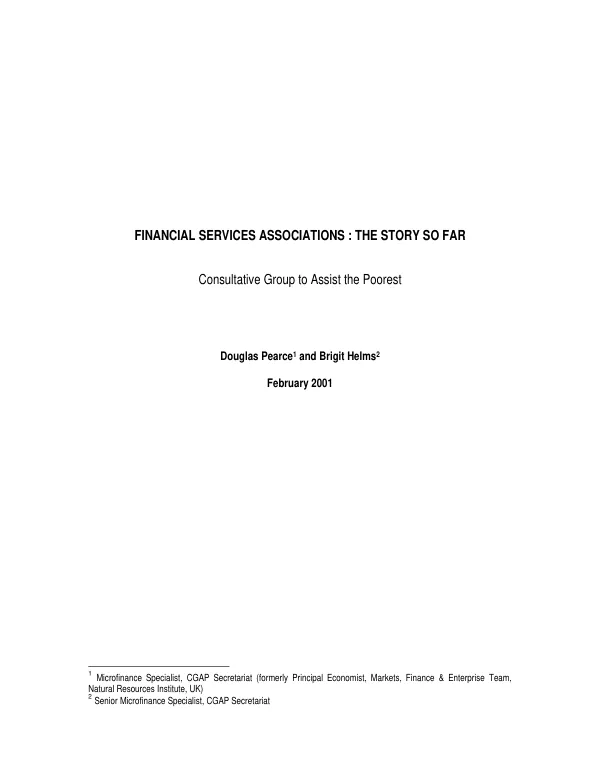 Financial services institutions : the story so far