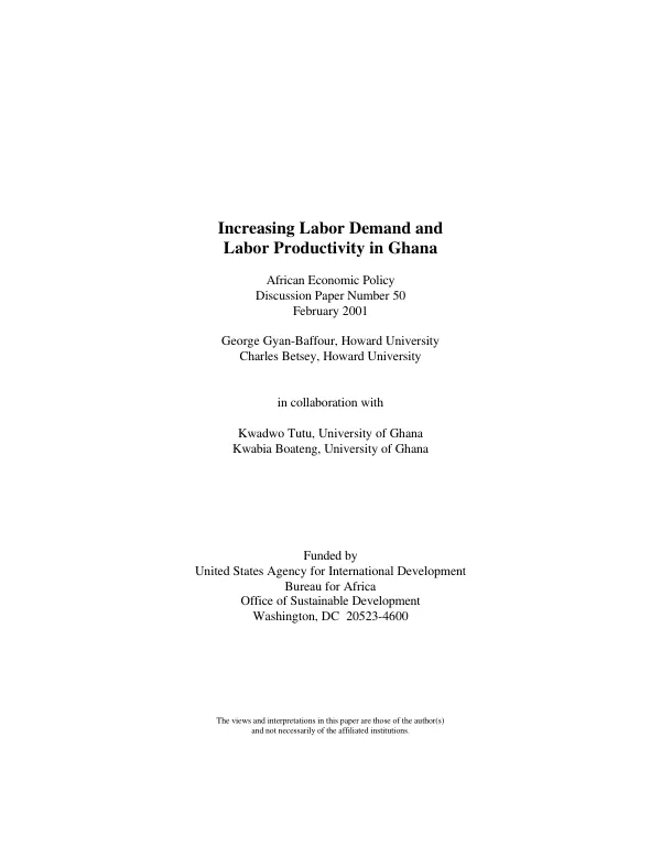 Increasing labor demand and labor productivity in Ghana