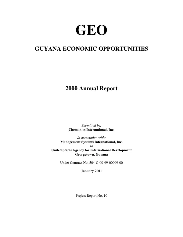 Guyana economic opportunities (GEO) : 2000 annual report