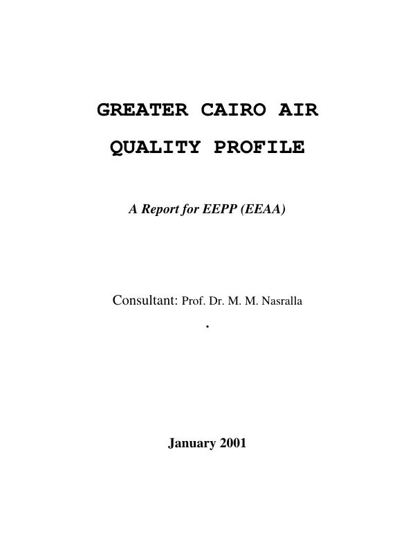 Greater Cairo air quality profile : a report for EEPP (EEAA) [Egyptian Environmental Affairs Agency]