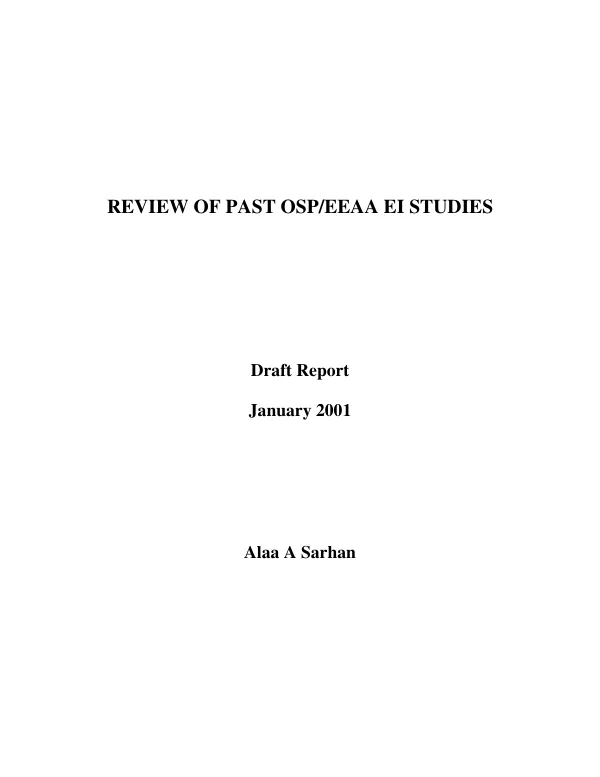 Review of past OSP/EEAA [organization support programme/Egyptian Environmental Affairs Agency] EI [economic instruments] studies : draft report
