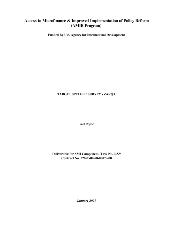 Target specific survey - Zarqa[, Jordan] : final report