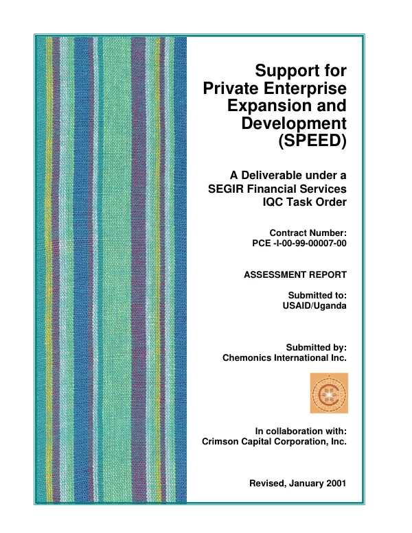 Support for private enterprise expansion and development (SPEED) : assessment report