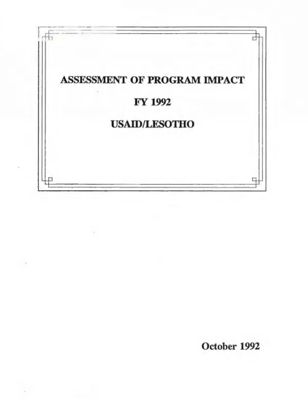 Assessment of program impact : FY 1992, USAID/Lesotho