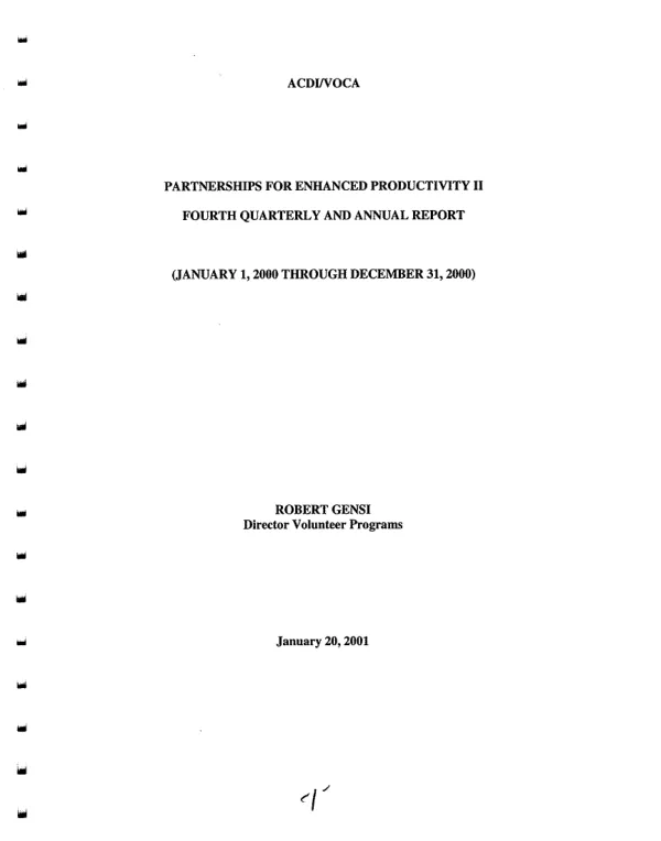 ACDI/VOCA : partnerships for enhanced productivity (PEP) II -- fourth quarterly and annual report : (January 01, 2000 through December 31, 2000)