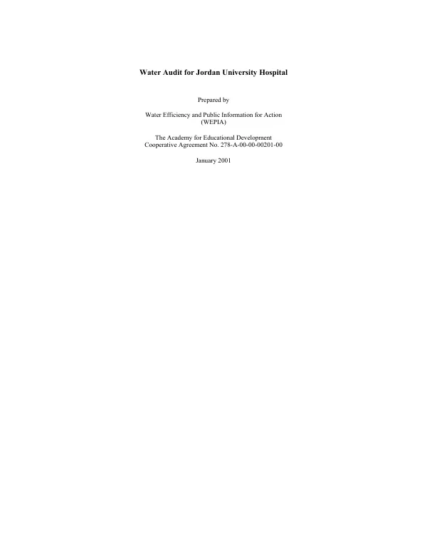 Water audit for Jordan University Hospital