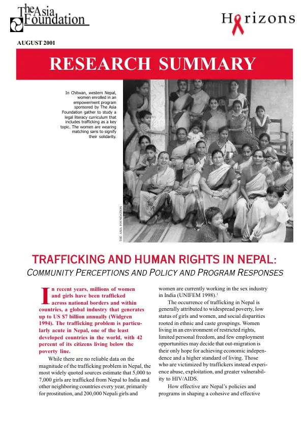 Trafficking and human rights in Nepal : community perceptions and policy and program responses -- research summary