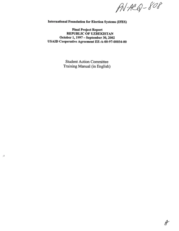 How to organize student action committees (SACs) : Republic of Uzbekistan