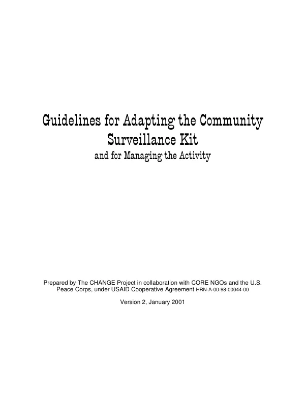 Guidelines for adapting the community surveillance kit and for managing the activity