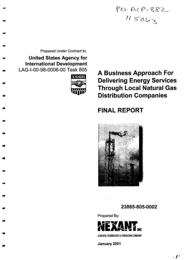 Business approach for delivering energy services through local natural gas distribution companies : final report