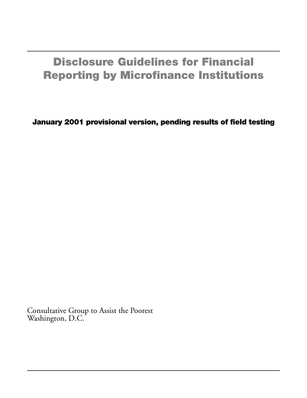 Disclosure guidelines for financial reporting by microfinance institutions