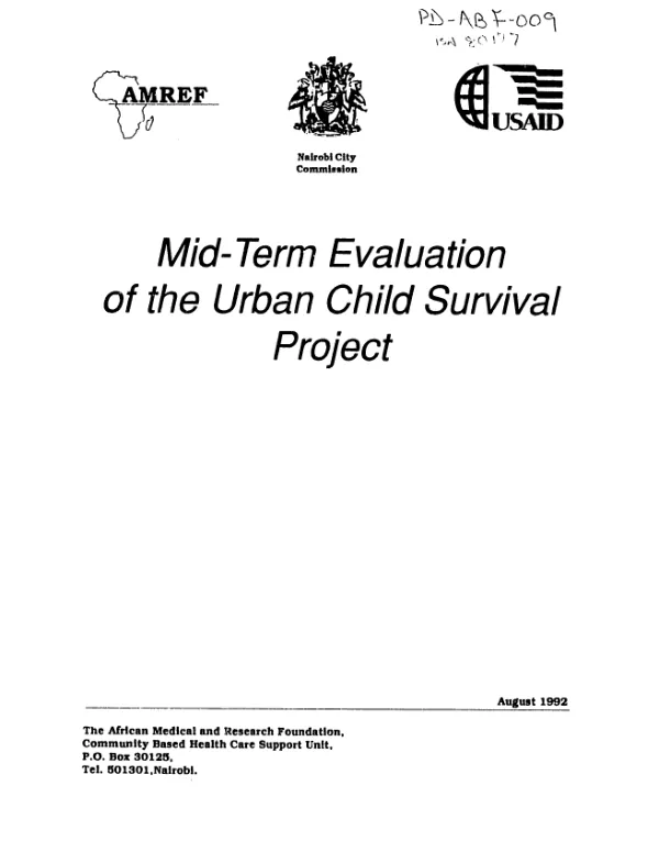 Mid-term evaluation of the urban child survival project