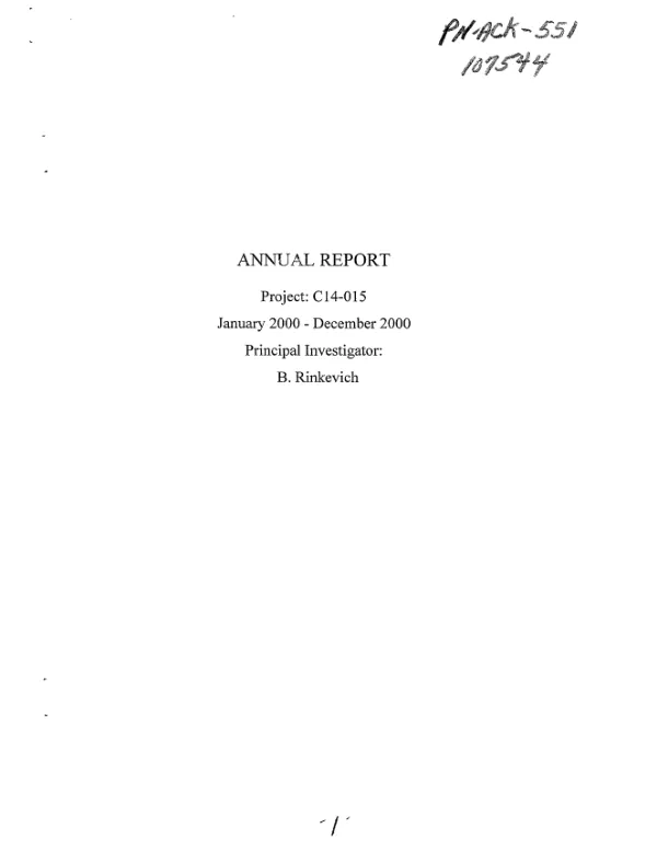 Annual report covering period January-December 2000 : Costa Rican coral reefs under siltation stress