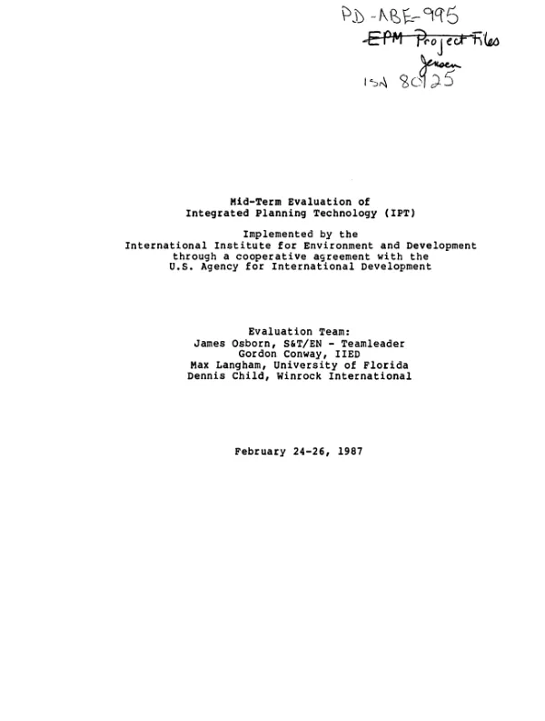Mid-term evaluation of integrated planning technology