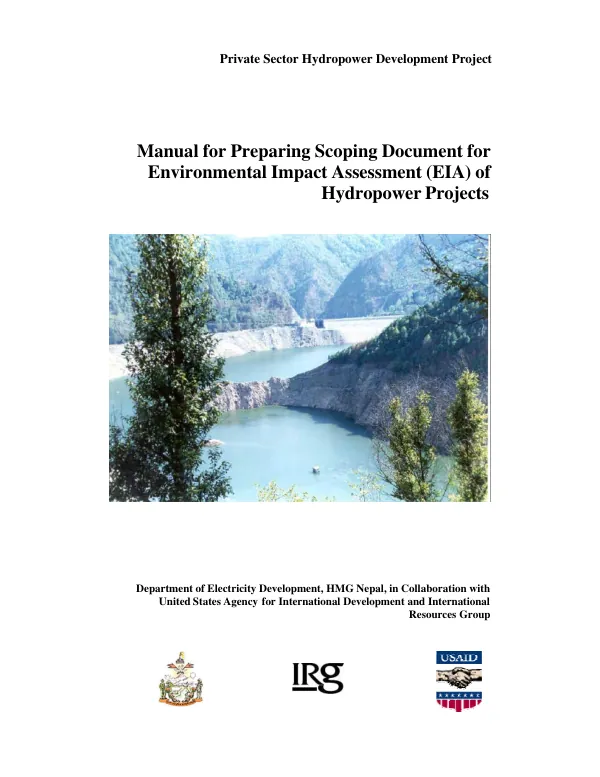 Manual for preparing scoping document for environmental impact assessment (EIA) of hydropower projects