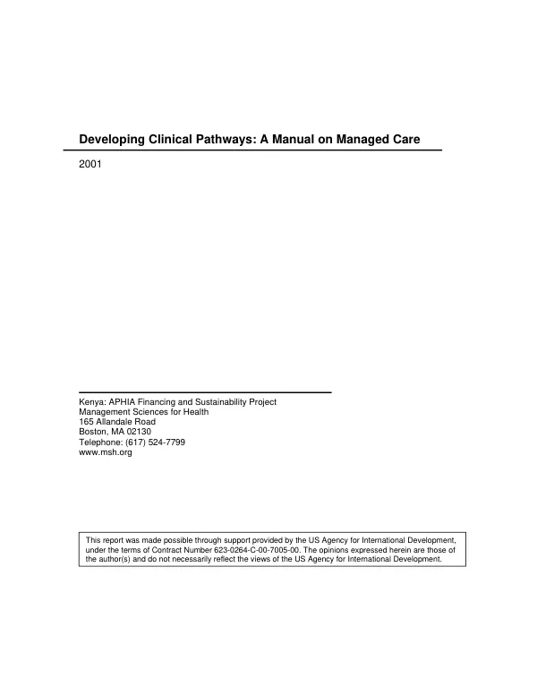 Developing clinical pathways : a manual on managed care
