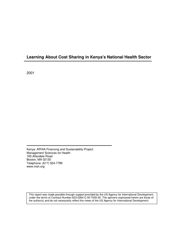 Learning about cost sharing in Kenya"s national health sector