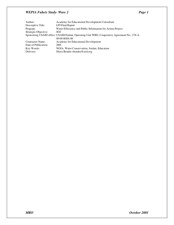WEPIA Fuheis study - wave 2
